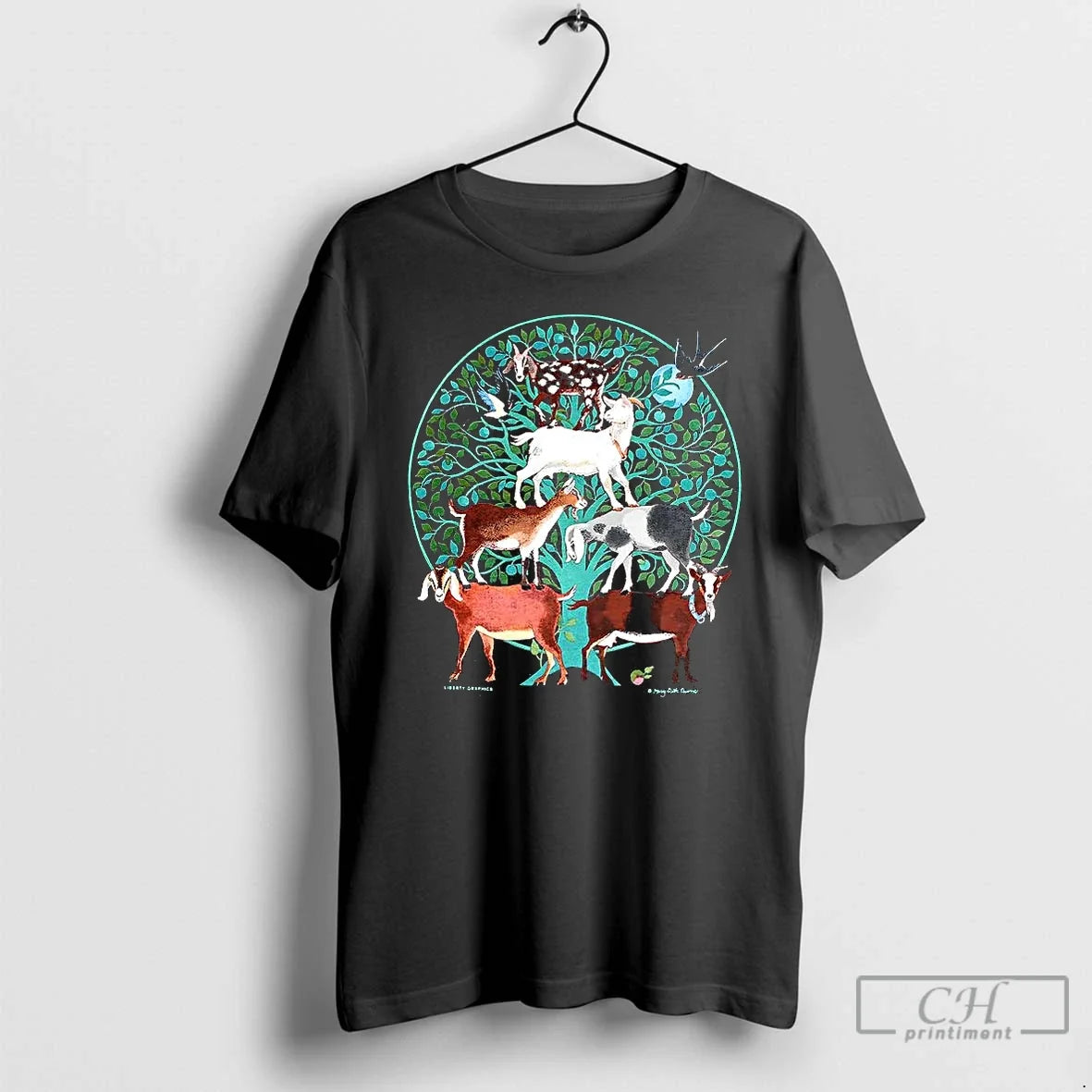 Premium Goat Tree Swallow Folk Art Style - Adult & Kids T-Shirts, Sweatshirts & Hoodies apparel design preview 1