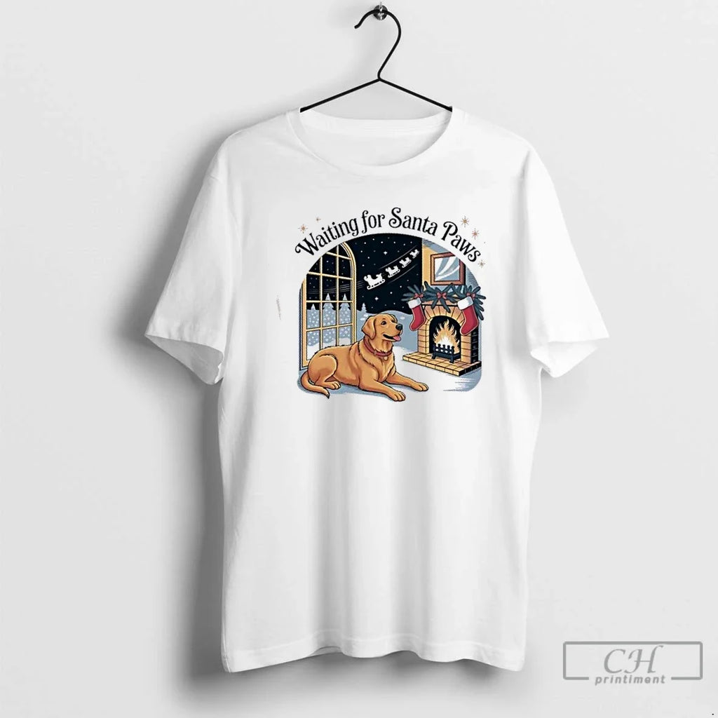 Premium Golden Dog Retriever Santa Paws Christmas - Adult & Kids T-Shirts, Sweatshirts & Hoodies apparel design preview 1