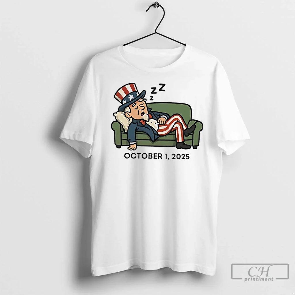Premium Government Shutdown October 1 2025 Uncle Sam - Adult & Kids T-Shirts, Sweatshirts & Hoodies apparel design preview 1