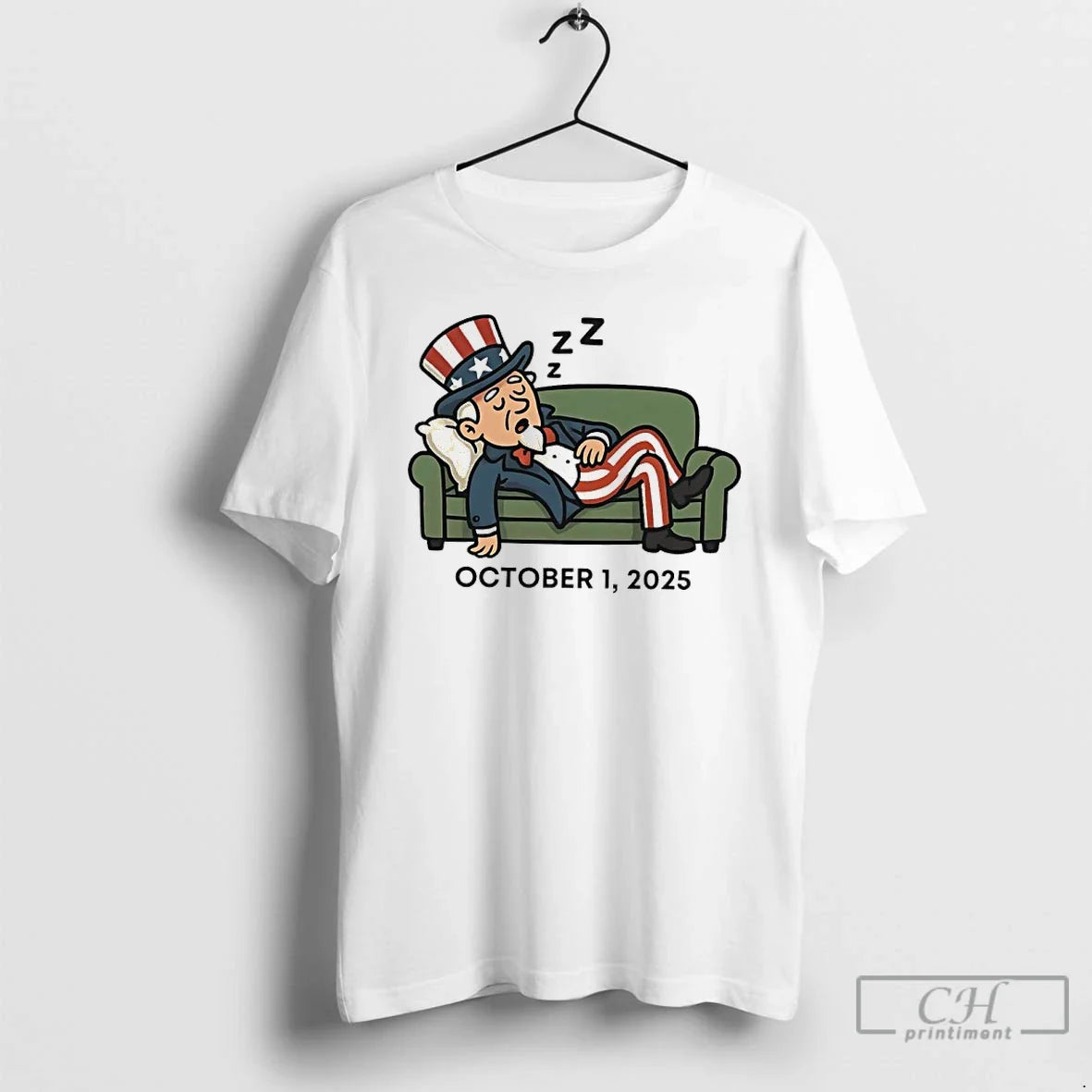 Premium Government Shutdown October 1 2025 Uncle Sam - Adult & Kids T-Shirts, Sweatshirts & Hoodies apparel design preview 1