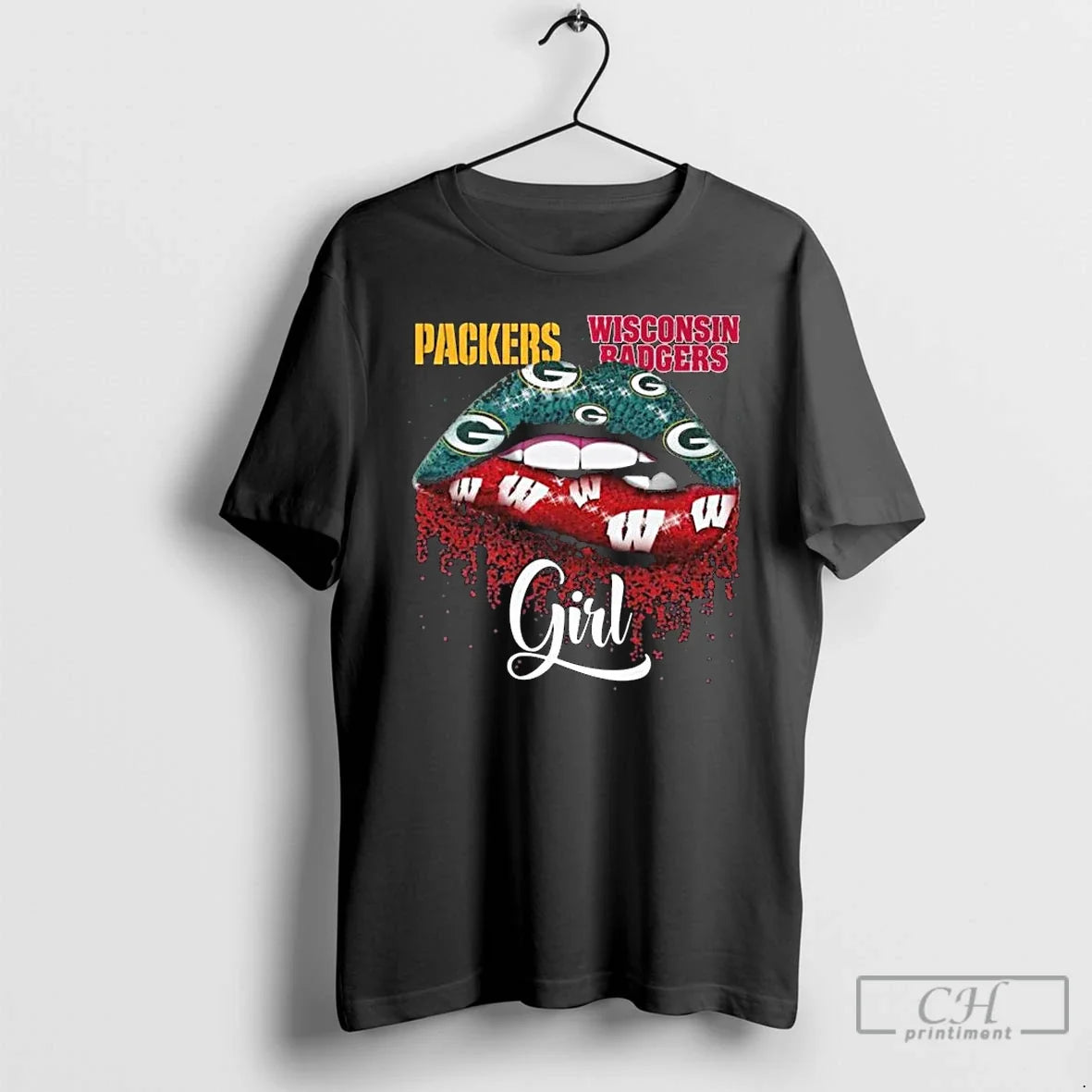 Premium Green Bay Packers X Wisconsin Badgers Girl - Adult & Kids T-Shirts, Sweatshirts & Hoodies apparel design preview 1