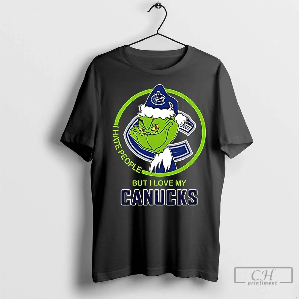 Premium Grinch I Have People But Love My Canucks - Adult & Kids T-Shirts, Sweatshirts & Hoodies apparel design preview 1