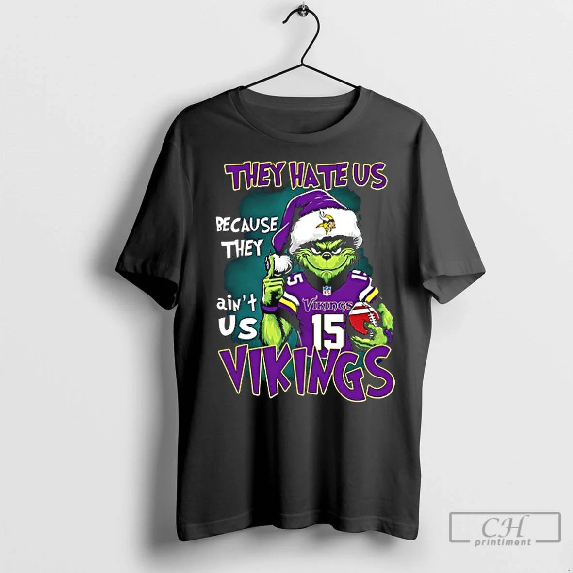 Premium Grinch They Hate Us Minnesota Vikings Ceramic - Adult & Kids T-Shirts, Sweatshirts & Hoodies apparel design preview 1