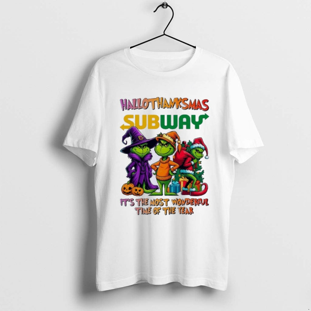 Premium Grinch X Subway Hallothanksmas Its The Most - Adult & Kids T-Shirts, Sweatshirts & Hoodies apparel design preview 1