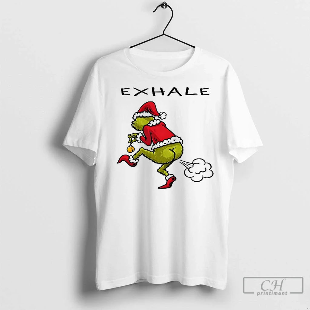 Premium Grinch Exhale Christmas - Adult & Kids T-Shirts, Sweatshirts & Hoodies apparel design preview 1