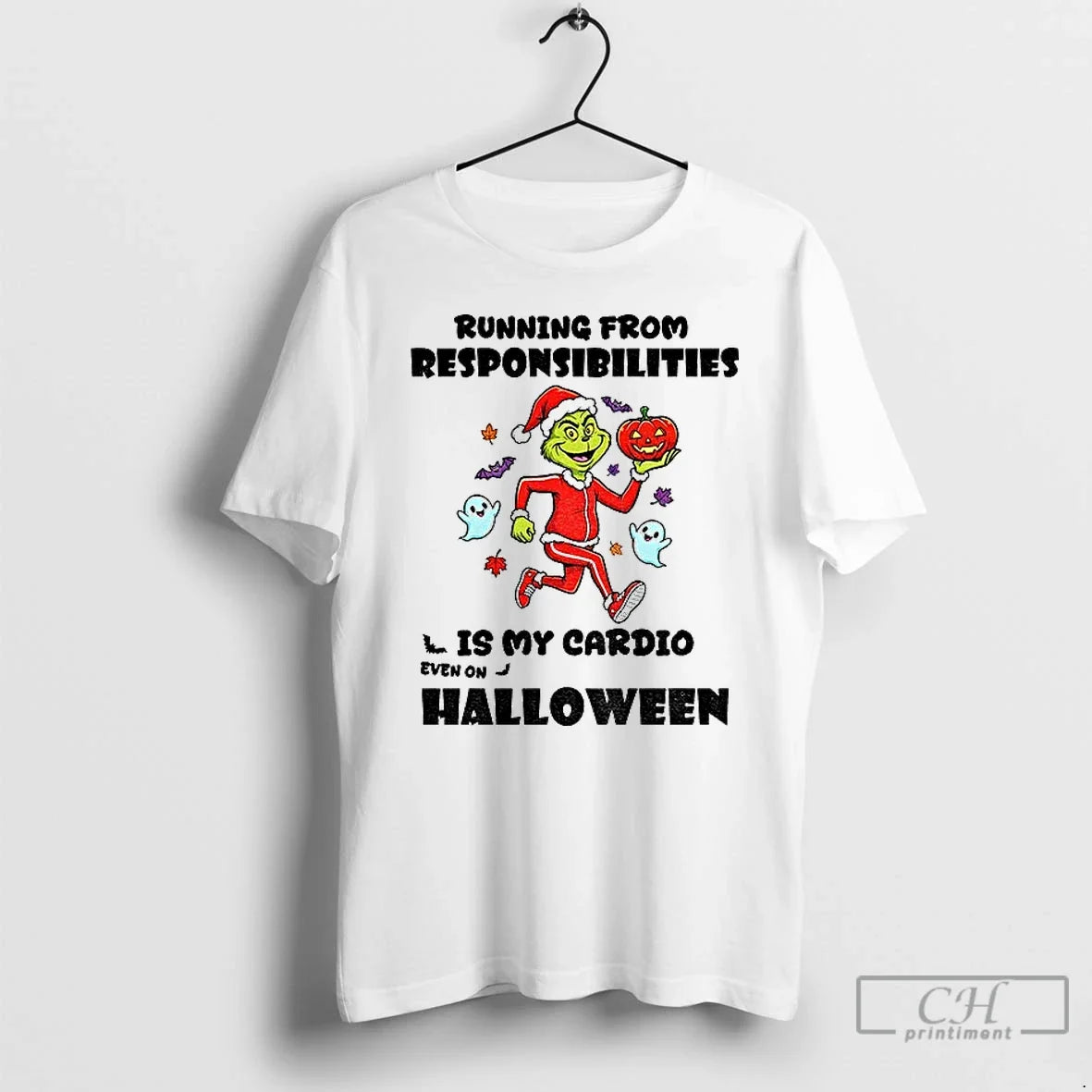 Premium Grinch Ghost Running From Responsibilities Is - Adult & Kids T-Shirts, Sweatshirts & Hoodies apparel design preview 1