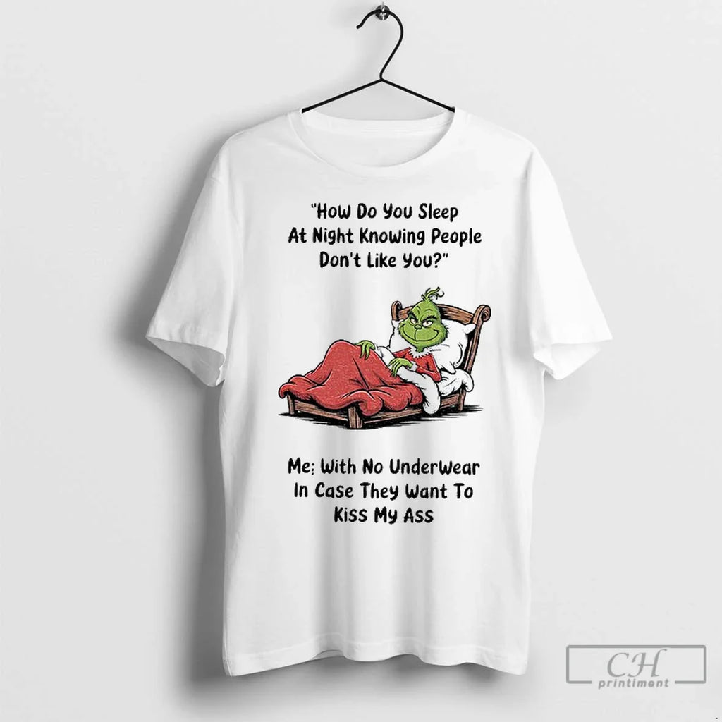Premium Grinch How Do You Sleep At Night Knowing - Adult & Kids T-Shirts, Sweatshirts & Hoodies apparel design preview 1