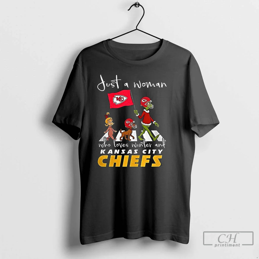 Premium Grinch Just A Woman Who Loves Winter And - Adult & Kids T-Shirts, Sweatshirts & Hoodies apparel design preview 1