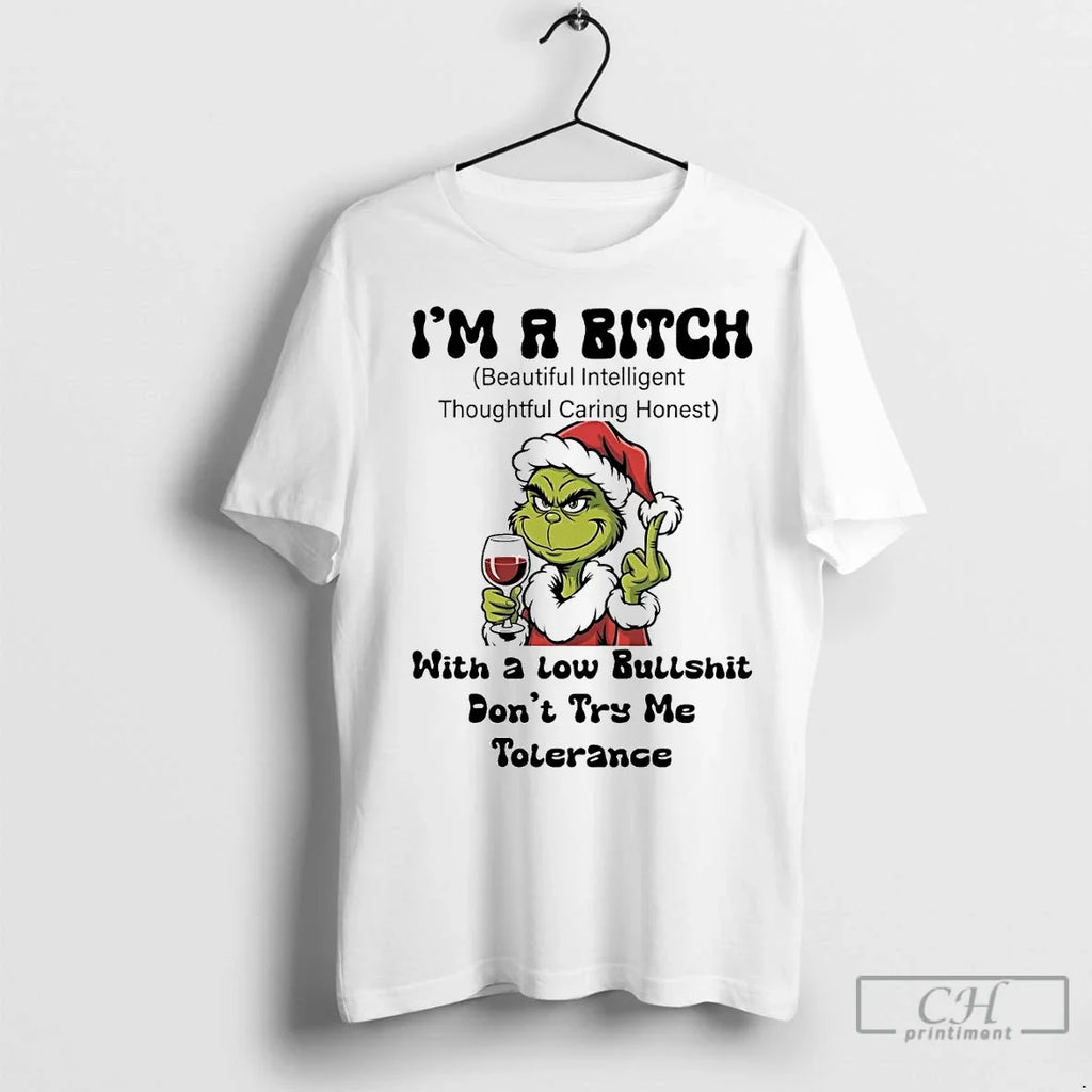 Premium Grinch Middle Finger Im A Bitch Dont Try Me - Adult & Kids T-Shirts, Sweatshirts & Hoodies apparel design preview 1