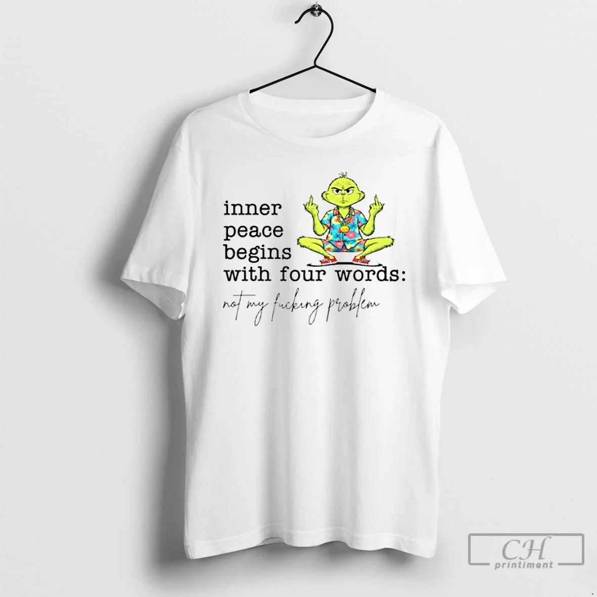 Premium Grinch Middle Finger Inner Peace Begins With - Adult & Kids T-Shirts, Sweatshirts & Hoodies apparel design preview 1