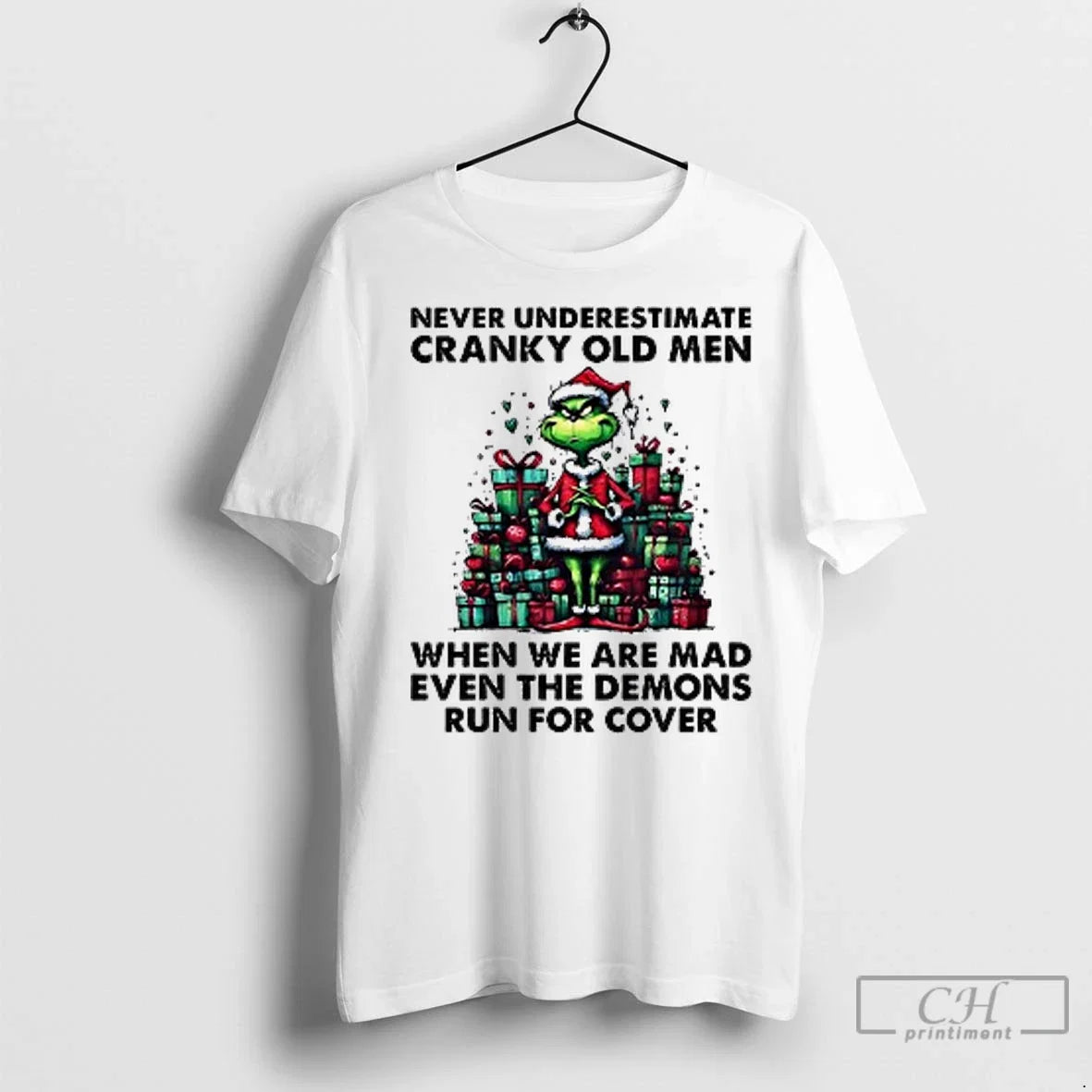 Premium Grinch Never Underestimate Cranky Old Men - Adult & Kids T-Shirts, Sweatshirts & Hoodies apparel design preview 1