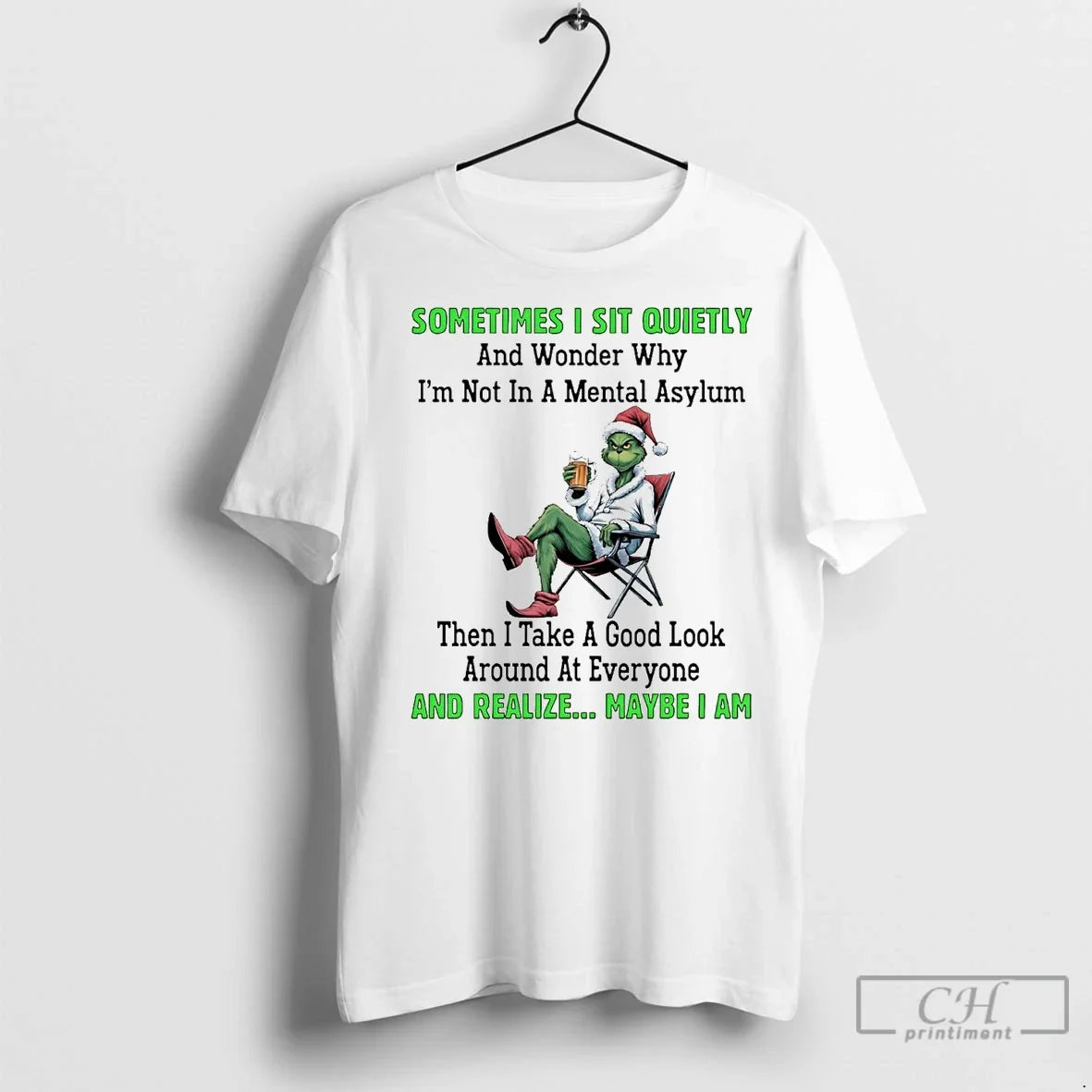 Premium Grinch Sometimes I Sit Quietly And Realize - Adult & Kids T-Shirts, Sweatshirts & Hoodies apparel design preview 1