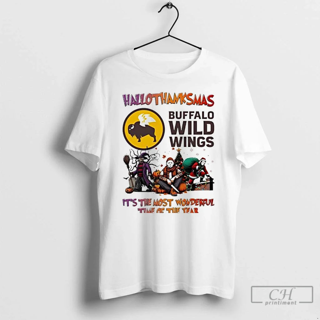 Premium Hallothanksmas Characters Vs Buffalo Wild - Adult & Kids T-Shirts, Sweatshirts & Hoodies apparel design preview 1