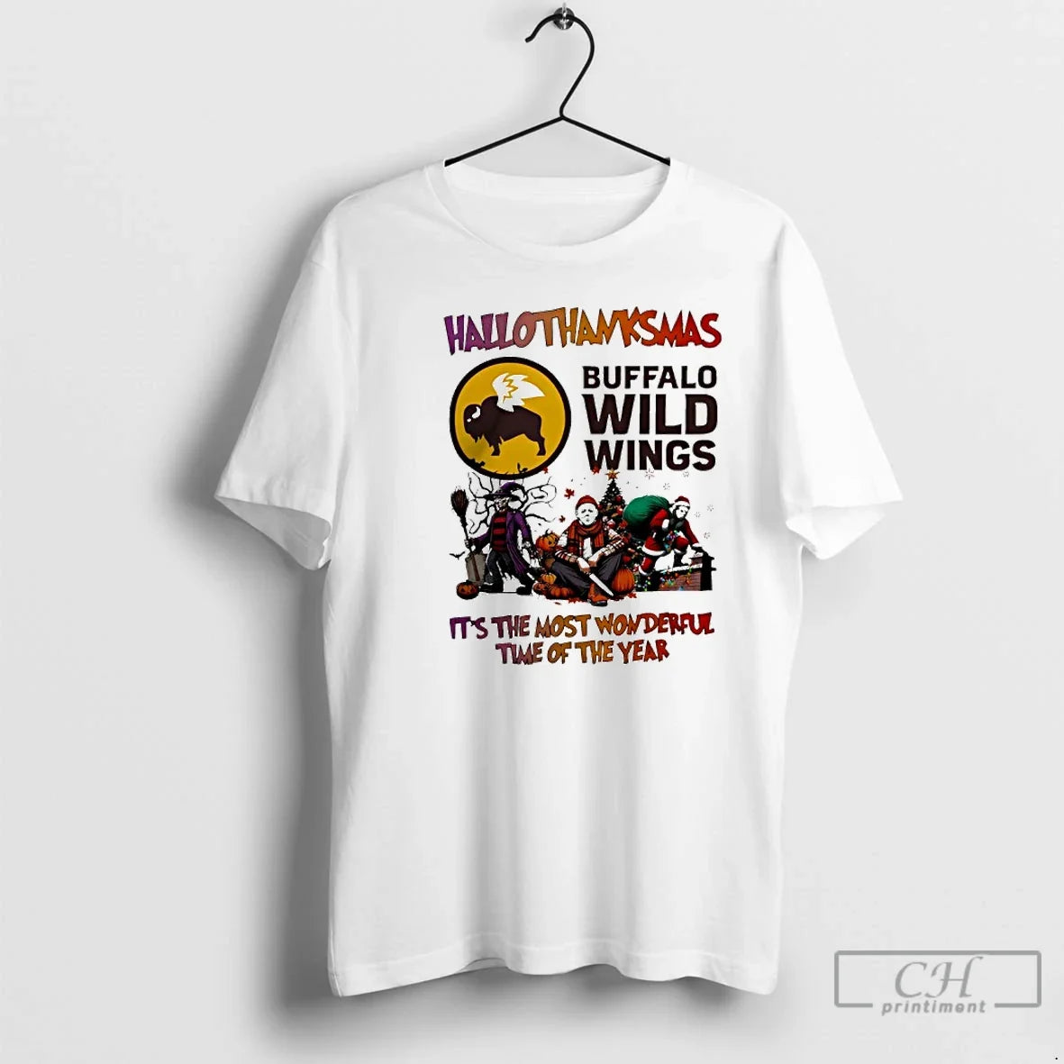 Premium Hallothanksmas Horror Movies Buffalo Wild - Adult & Kids T-Shirts, Sweatshirts & Hoodies apparel design preview 1