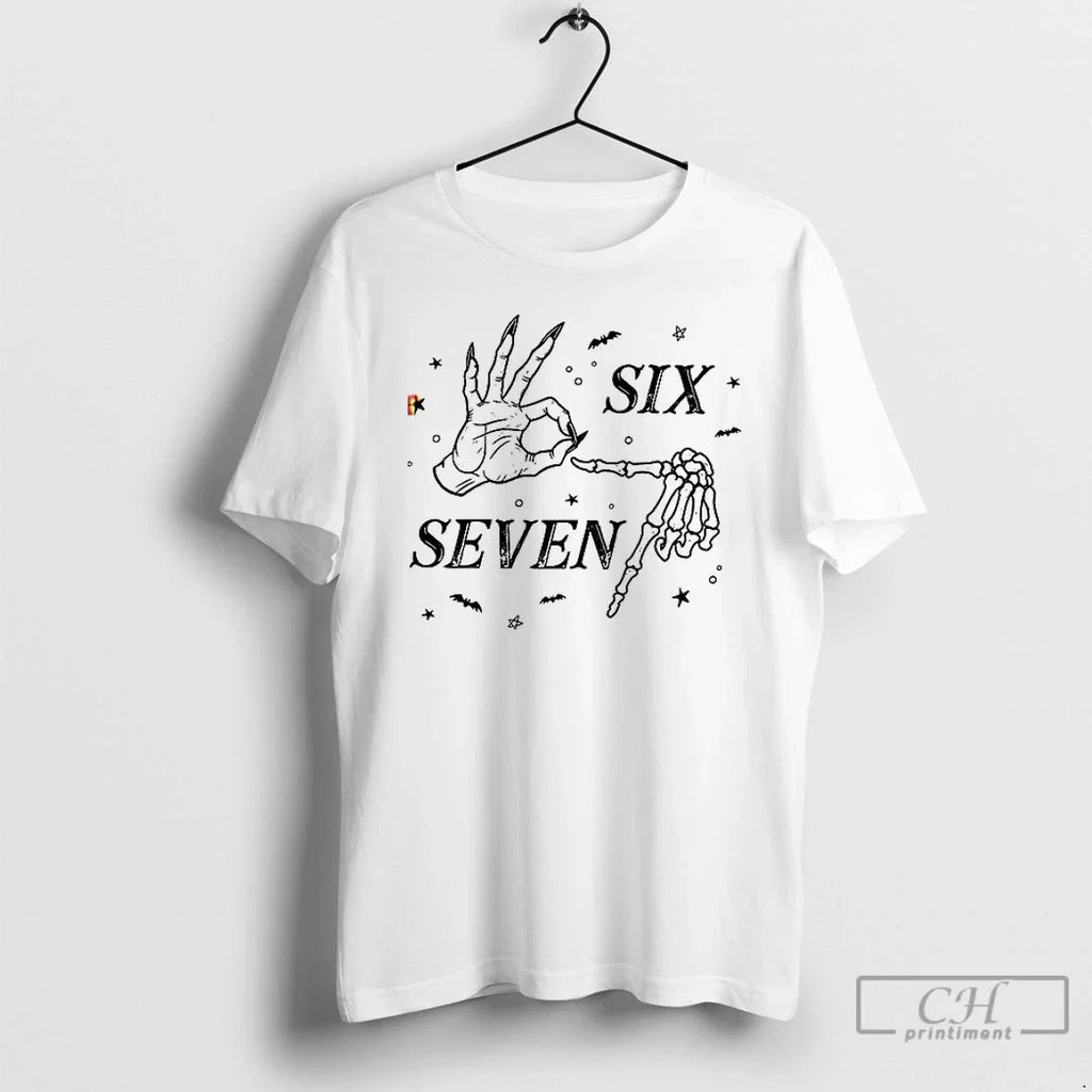 Premium Halloween Six Seven Skeleton Hand - Adult & Kids T-Shirts, Sweatshirts & Hoodies apparel design preview 1