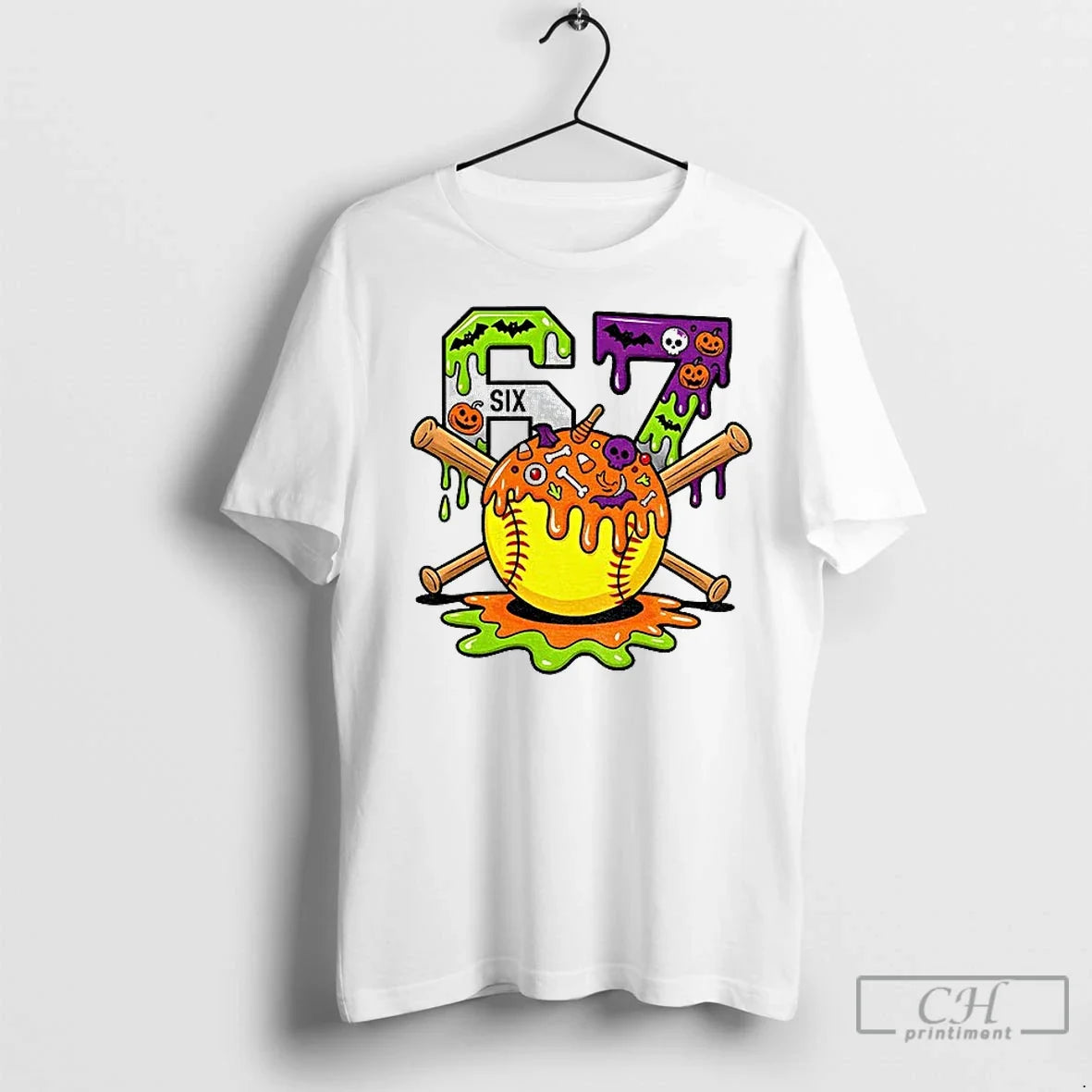 Premium Halloween Softball 67 Six Seven - Adult & Kids T-Shirts, Sweatshirts & Hoodies apparel design preview 1