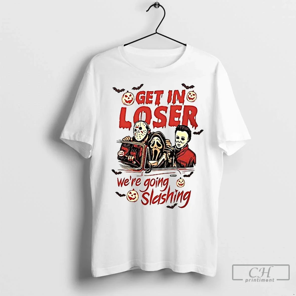 Premium Halloween Get In Loser Were Going Slashing - Adult & Kids T-Shirts, Sweatshirts & Hoodies apparel design preview 1
