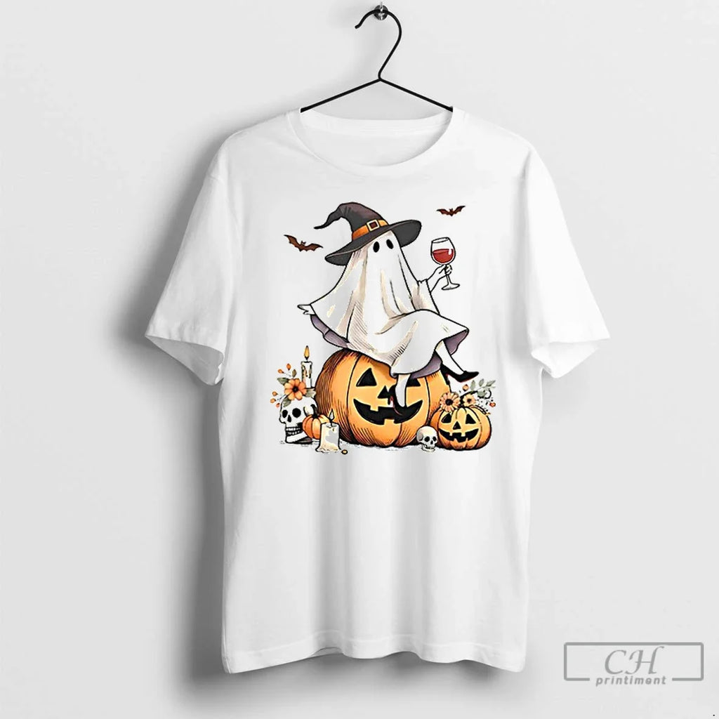Premium Halloween Ghost Wine Ceramic And Classic Dad - Adult & Kids T-Shirts, Sweatshirts & Hoodies apparel design preview 1