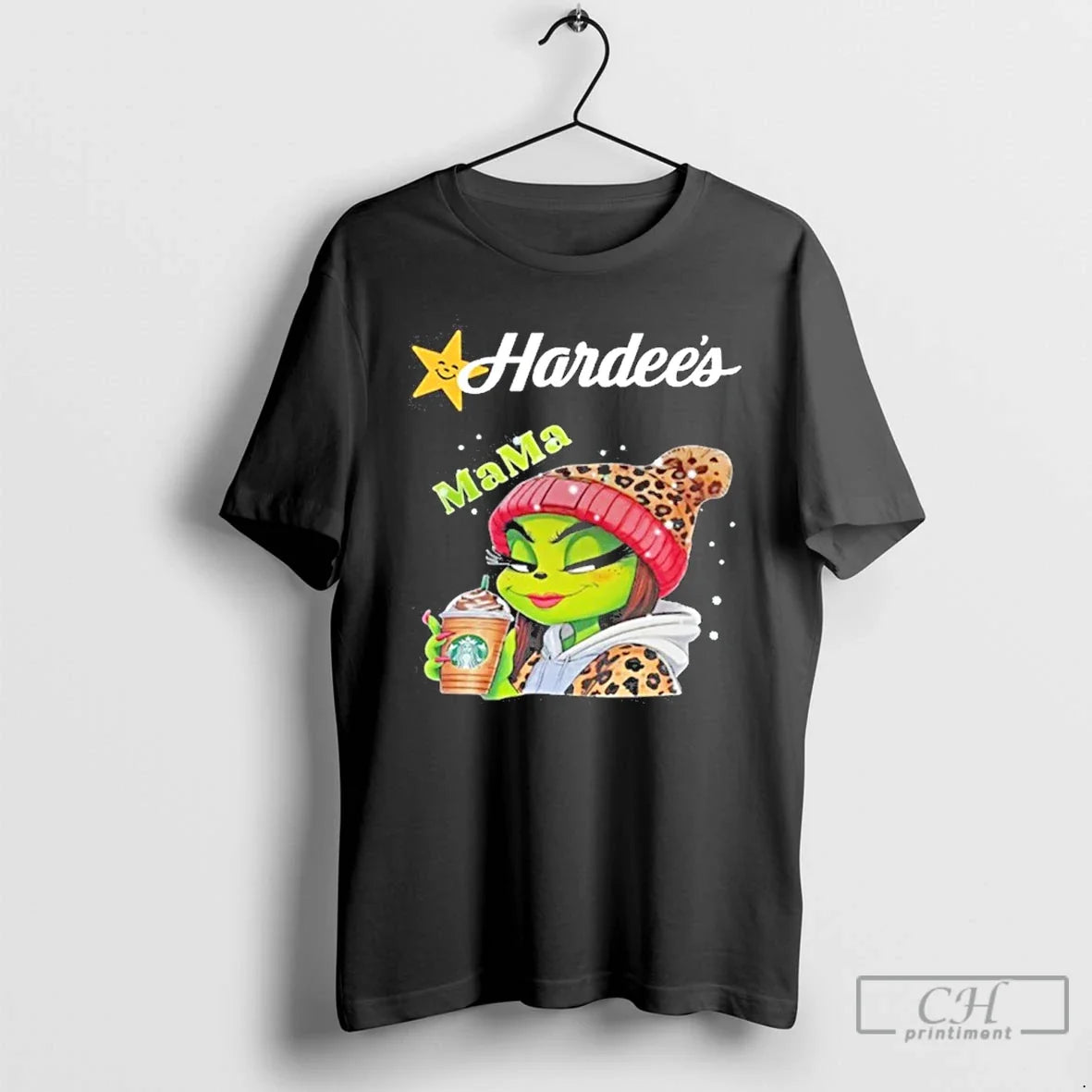Premium Hardees Logo Mama Grinch Drink Coffee - Adult & Kids T-Shirts, Sweatshirts & Hoodies apparel design preview 1