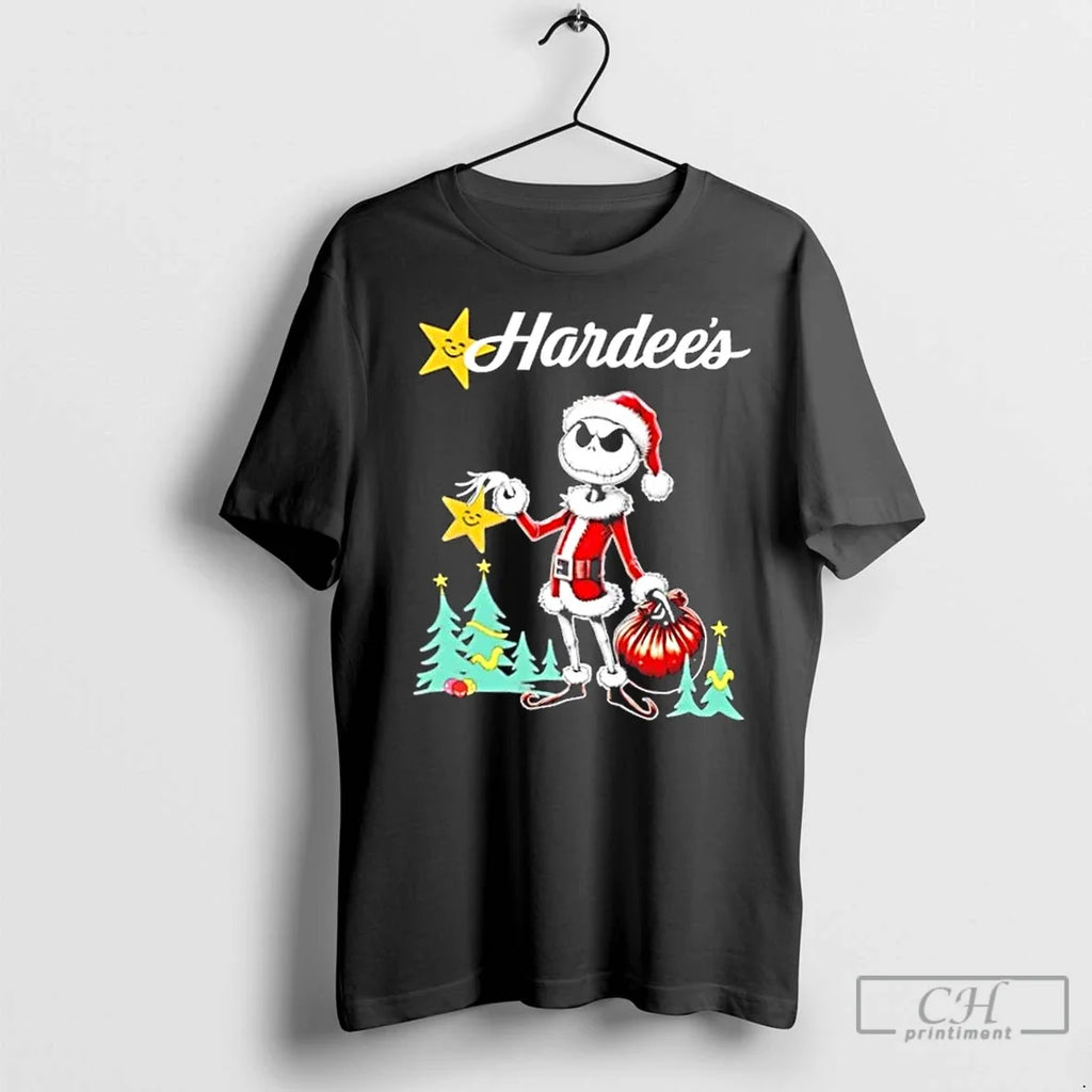 Premium Hardees X Jack Skellington Santa Isnt Real - Adult & Kids T-Shirts, Sweatshirts & Hoodies apparel design preview 1
