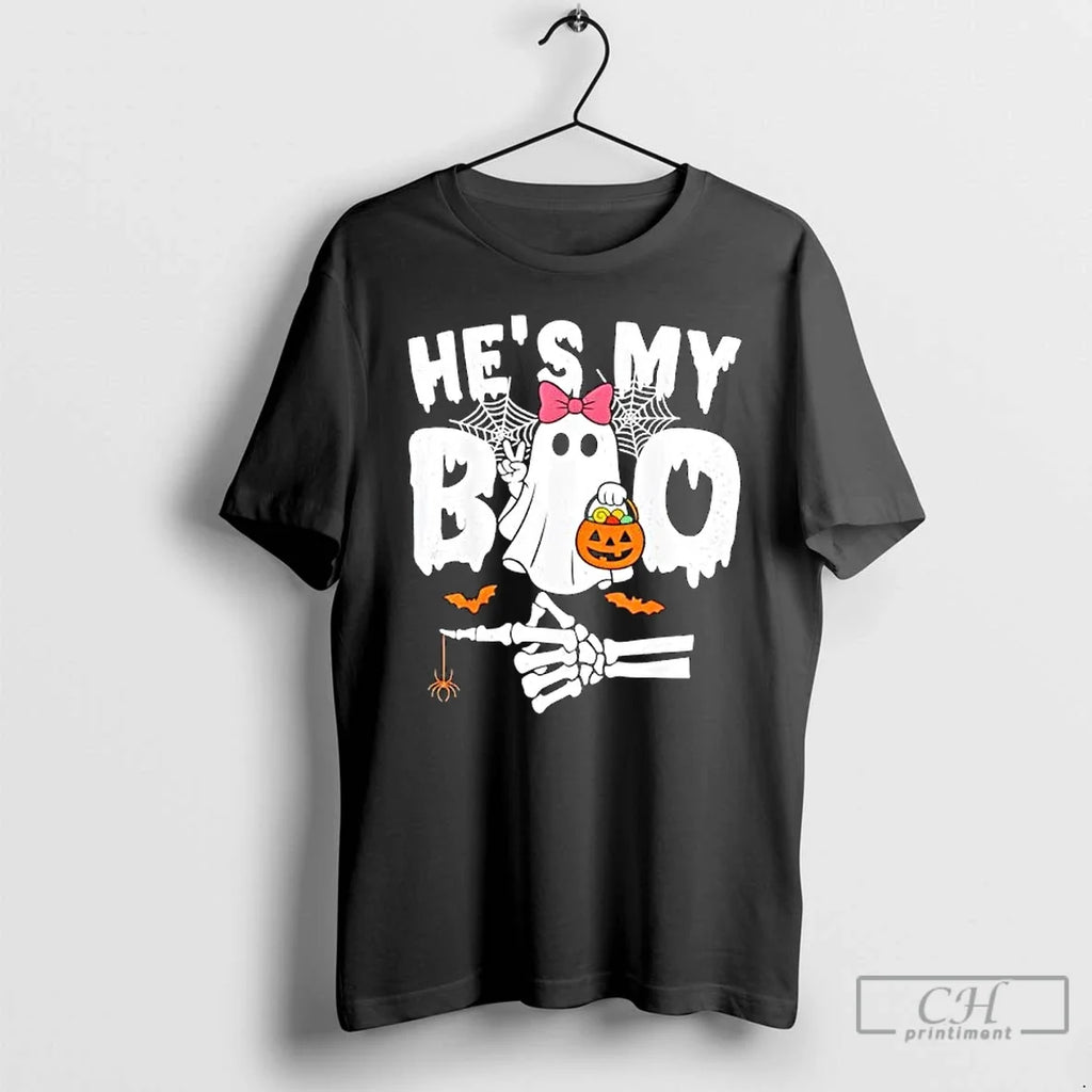 Premium Hes My Boo Matching Halloween Couples Shes - Adult & Kids T-Shirts, Sweatshirts & Hoodies apparel design preview 1