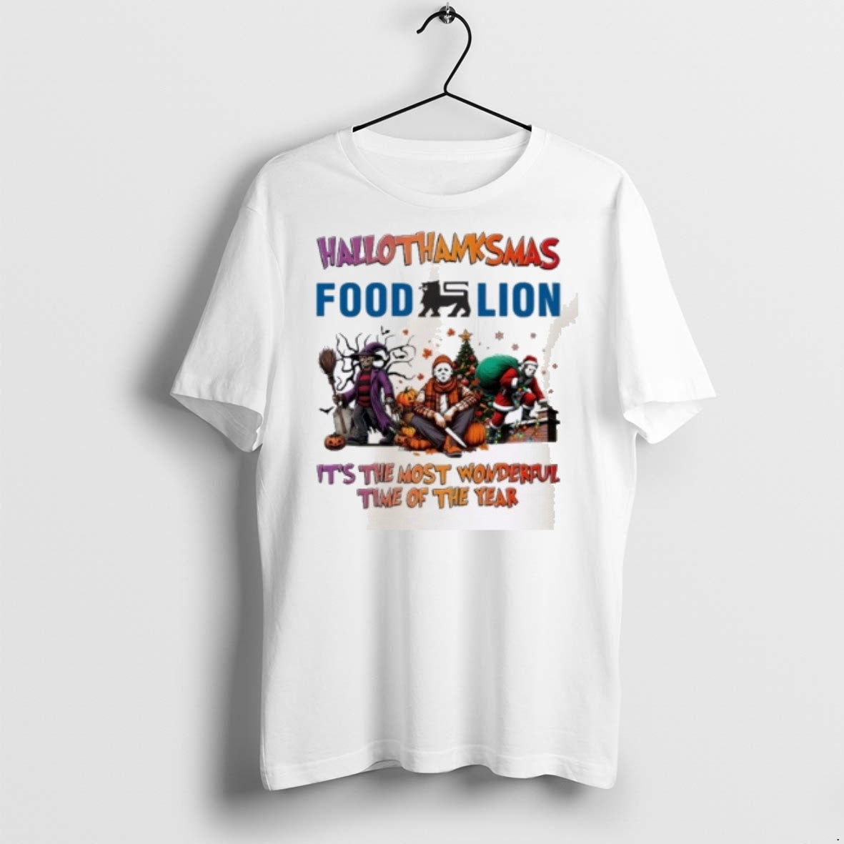 Premium Horror Character X Food Lion Hallothanksmas - Adult & Kids T-Shirts, Sweatshirts & Hoodies apparel design preview 1