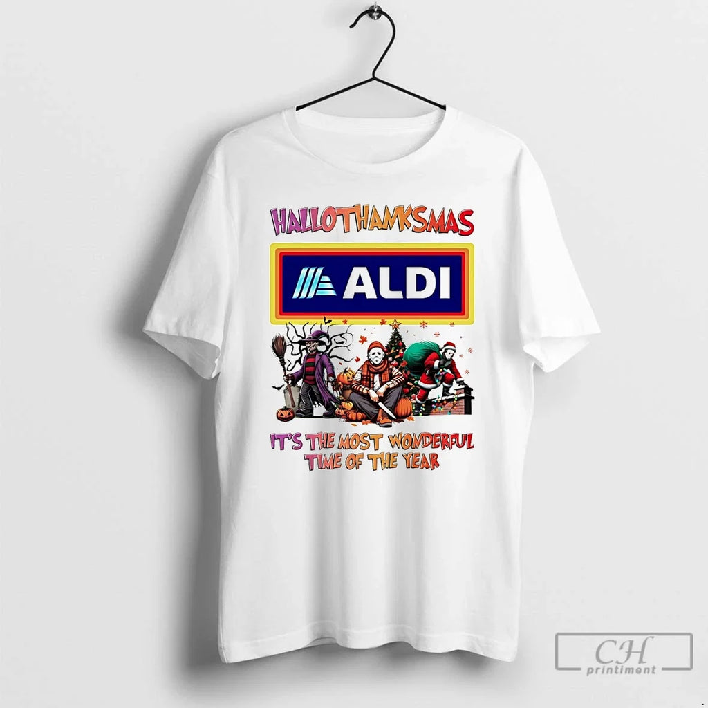 Premium Horror Movies Aldi Hallothanksmas Its The - Adult & Kids T-Shirts, Sweatshirts & Hoodies apparel design preview 1