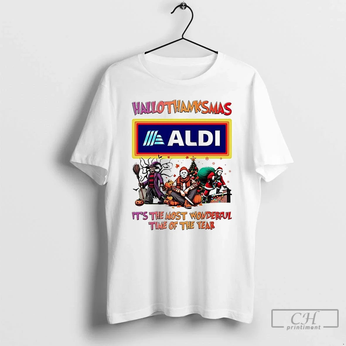 Premium Horror Movies Aldi Hallothanksmas Its The - Adult & Kids T-Shirts, Sweatshirts & Hoodies apparel design preview 1