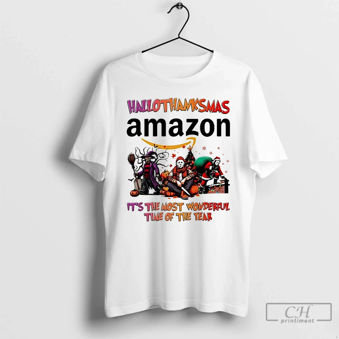 Premium Horror Movies Amazon Hallothanksmas Its The - Adult & Kids T-Shirts, Sweatshirts & Hoodies apparel design preview 1