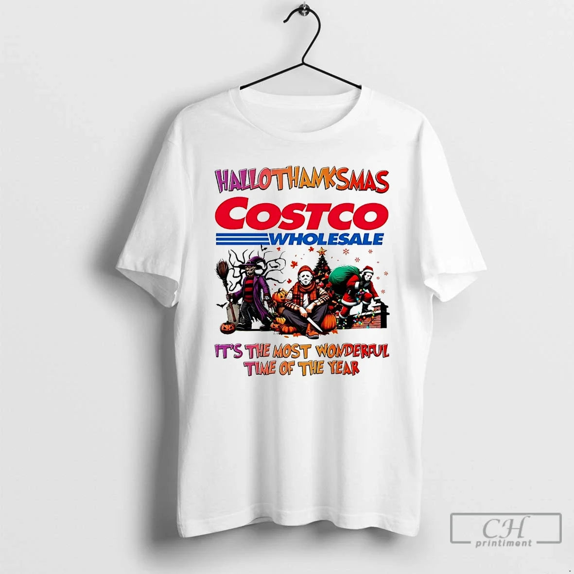 Premium Horror Movies Costco Wholesale Hallothanksmas - Adult & Kids T-Shirts, Sweatshirts & Hoodies apparel design preview 1