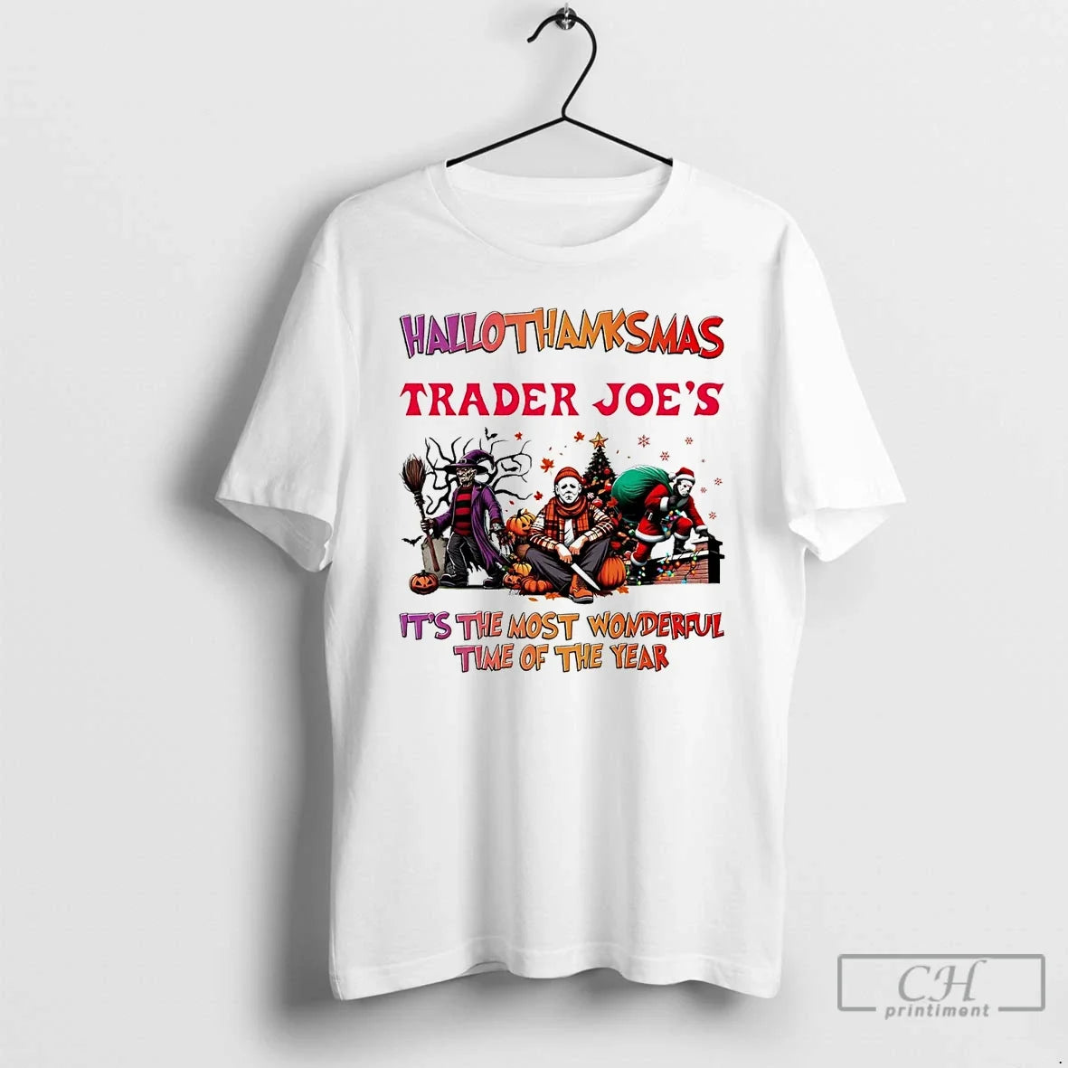 Premium Horror Movies Trader Joes Hallothanksmas Its - Adult & Kids T-Shirts, Sweatshirts & Hoodies apparel design preview 1