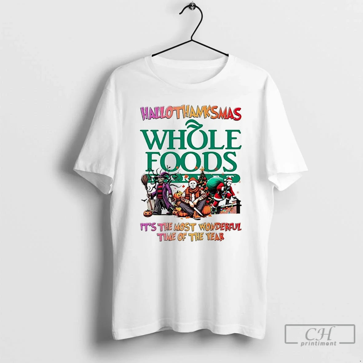 Premium Horror Movies Whole Foods Hallothanksmas Its - Adult & Kids T-Shirts, Sweatshirts & Hoodies apparel design preview 1