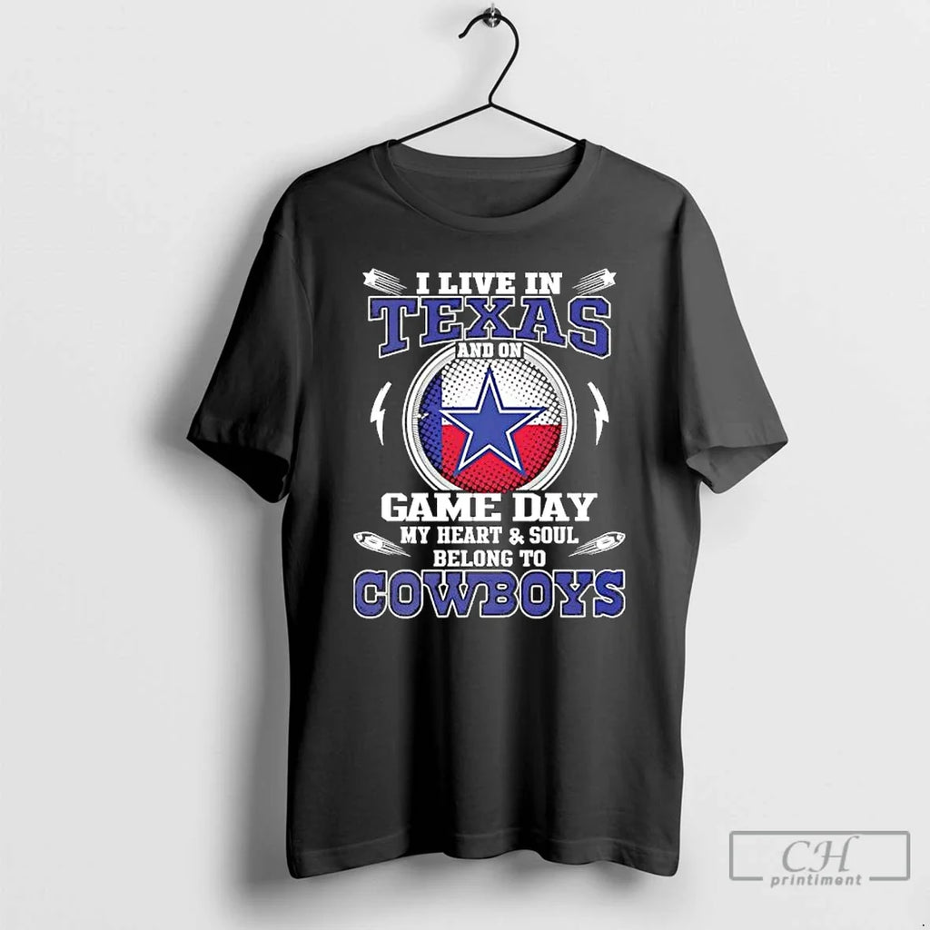 Premium I Live In Texas And On Game Day My Heart Soul - Adult & Kids T-Shirts, Sweatshirts & Hoodies apparel design preview 1
