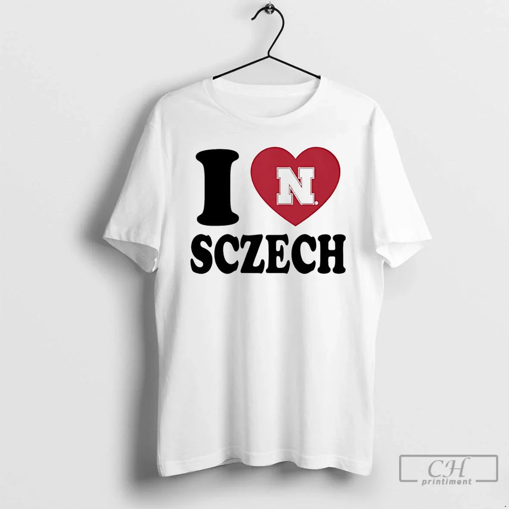 Premium I Love Allie Sczech Nebraska Volleyball Heart - Adult & Kids T-Shirts, Sweatshirts & Hoodies apparel design preview 1