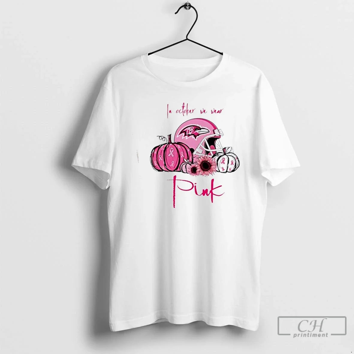 Premium In October We Wear Pink Baltimore Ravens - Adult & Kids T-Shirts, Sweatshirts & Hoodies apparel design preview 1