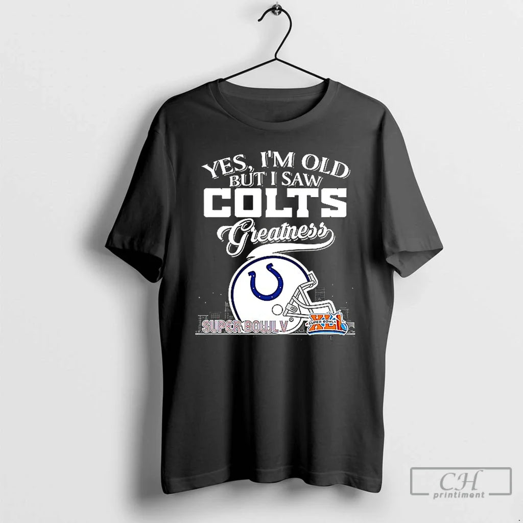 Premium Indianapolis Colts Yes Im Old But I Saw - Adult & Kids T-Shirts, Sweatshirts & Hoodies apparel design preview 1