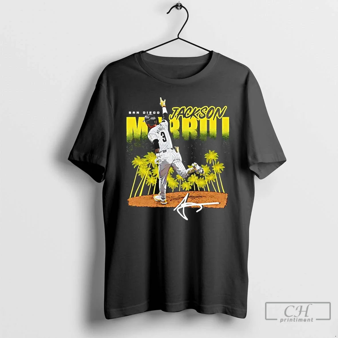 Premium Jackson Merrill San Diego Padres Dissolve - Adult & Kids T-Shirts, Sweatshirts & Hoodies apparel design preview 1