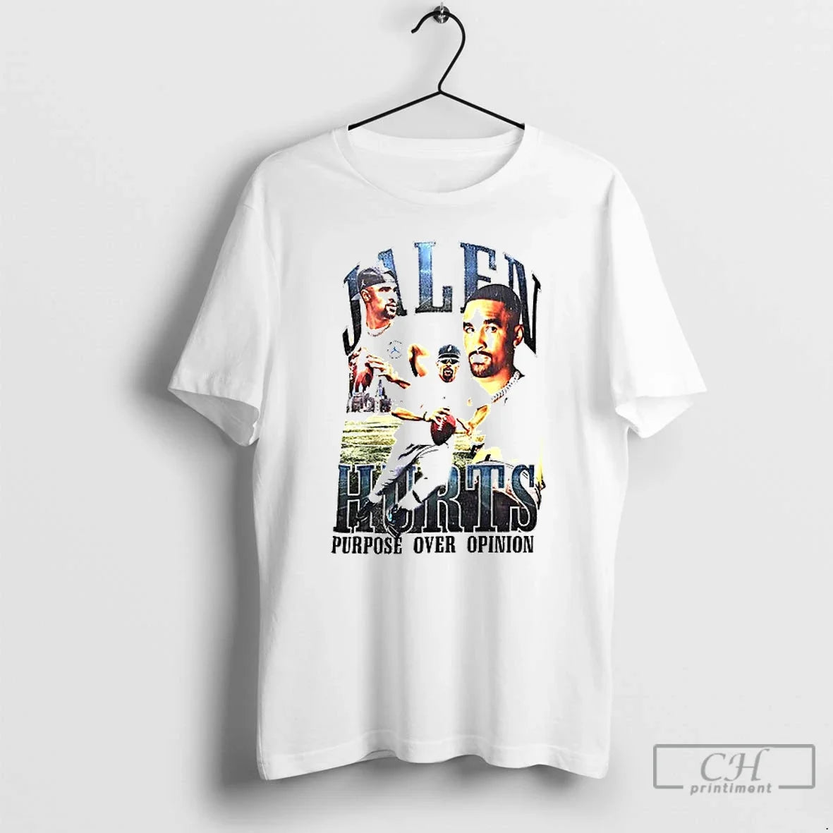 Premium Jalen Hurts Purpose Over Opinion Ceramic And - Adult & Kids T-Shirts, Sweatshirts & Hoodies apparel design preview 1