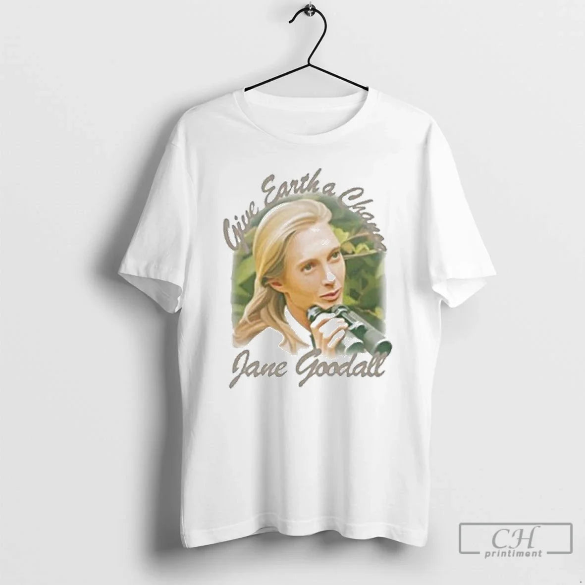 Premium Jane Goodall Give Earth A Chance - Adult & Kids T-Shirts, Sweatshirts & Hoodies apparel design preview 1