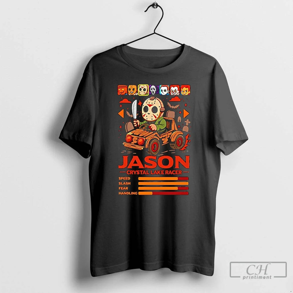 Premium Jason Voorhees Crystal Lake Racer Speed Slash - Adult & Kids T-Shirts, Sweatshirts & Hoodies apparel design preview 1