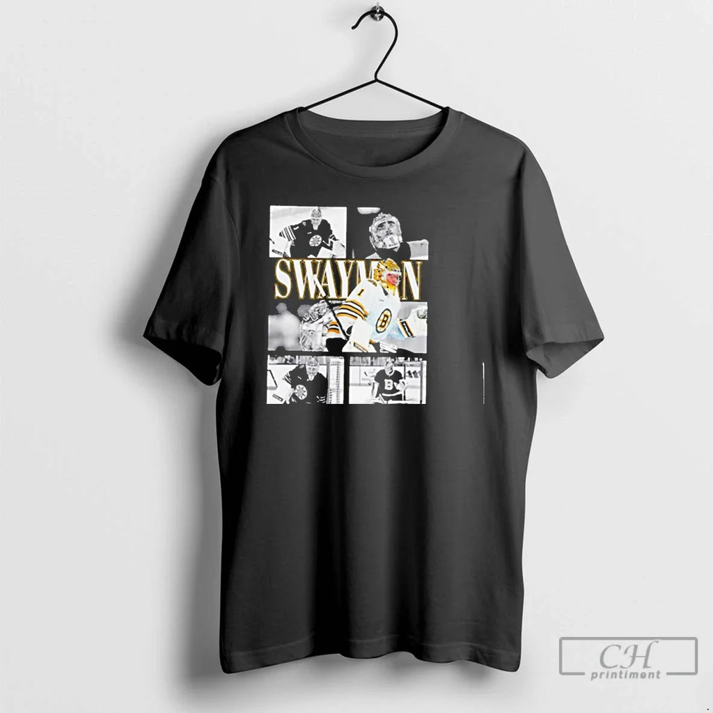 Premium Jeremy Swayman Nhl Boston Bruins Player Photo - Adult & Kids T-Shirts, Sweatshirts & Hoodies apparel design preview 1