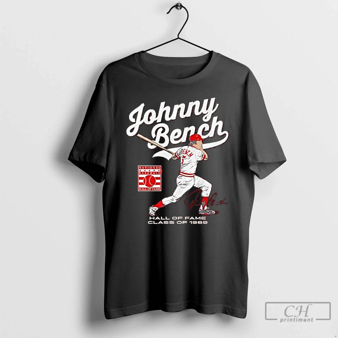 Premium Johnny Bench Hall Of Fame Class 1989 - Adult & Kids T-Shirts, Sweatshirts & Hoodies apparel design preview 1
