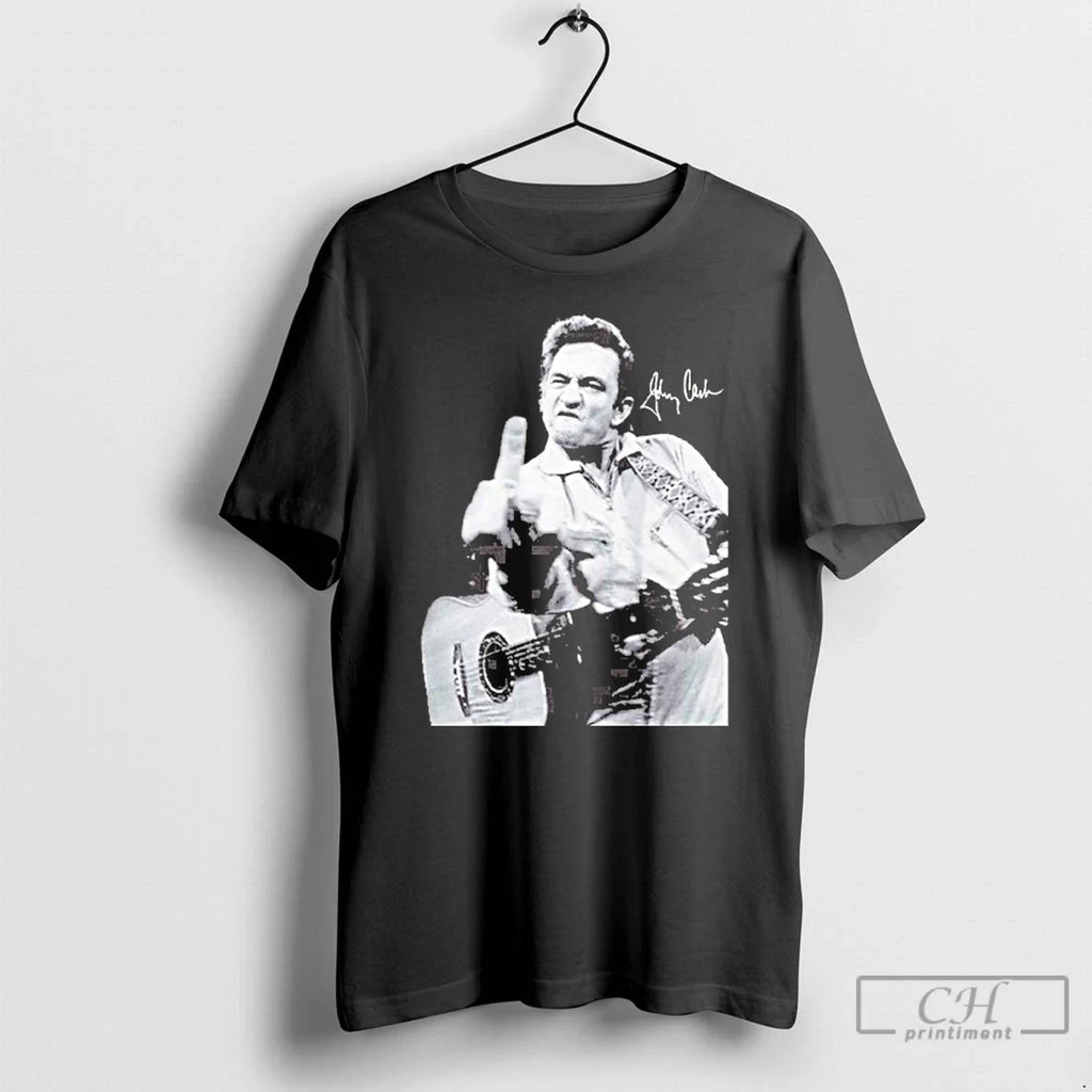 Premium Johnny Cash Middle Finger Signature - Adult & Kids T-Shirts, Sweatshirts & Hoodies apparel design preview 1