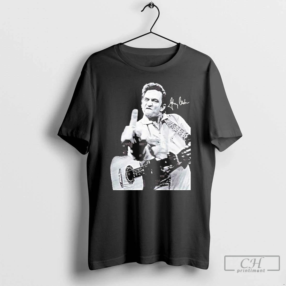 Premium Johnny Cash Middle Finger Signature - Adult & Kids T-Shirts, Sweatshirts & Hoodies apparel design preview 1