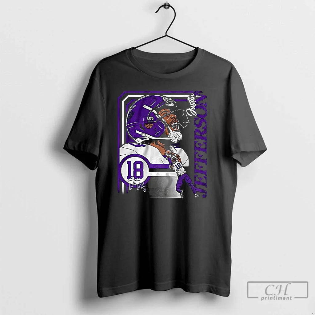 Premium Justin Jefferson Minnesota Vikings Football - Adult & Kids T-Shirts, Sweatshirts & Hoodies apparel design preview 1