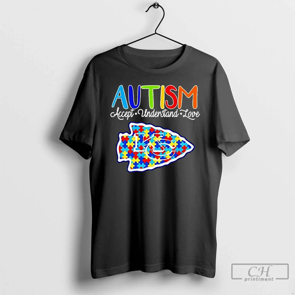 Premium Kansas City Chiefs Autism Accept Understand - Adult & Kids T-Shirts, Sweatshirts & Hoodies apparel design preview 1