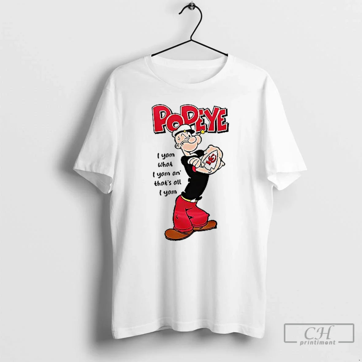 Premium Kansas City Chiefs X Popeye I Yam What An - Adult & Kids T-Shirts, Sweatshirts & Hoodies apparel design preview 1