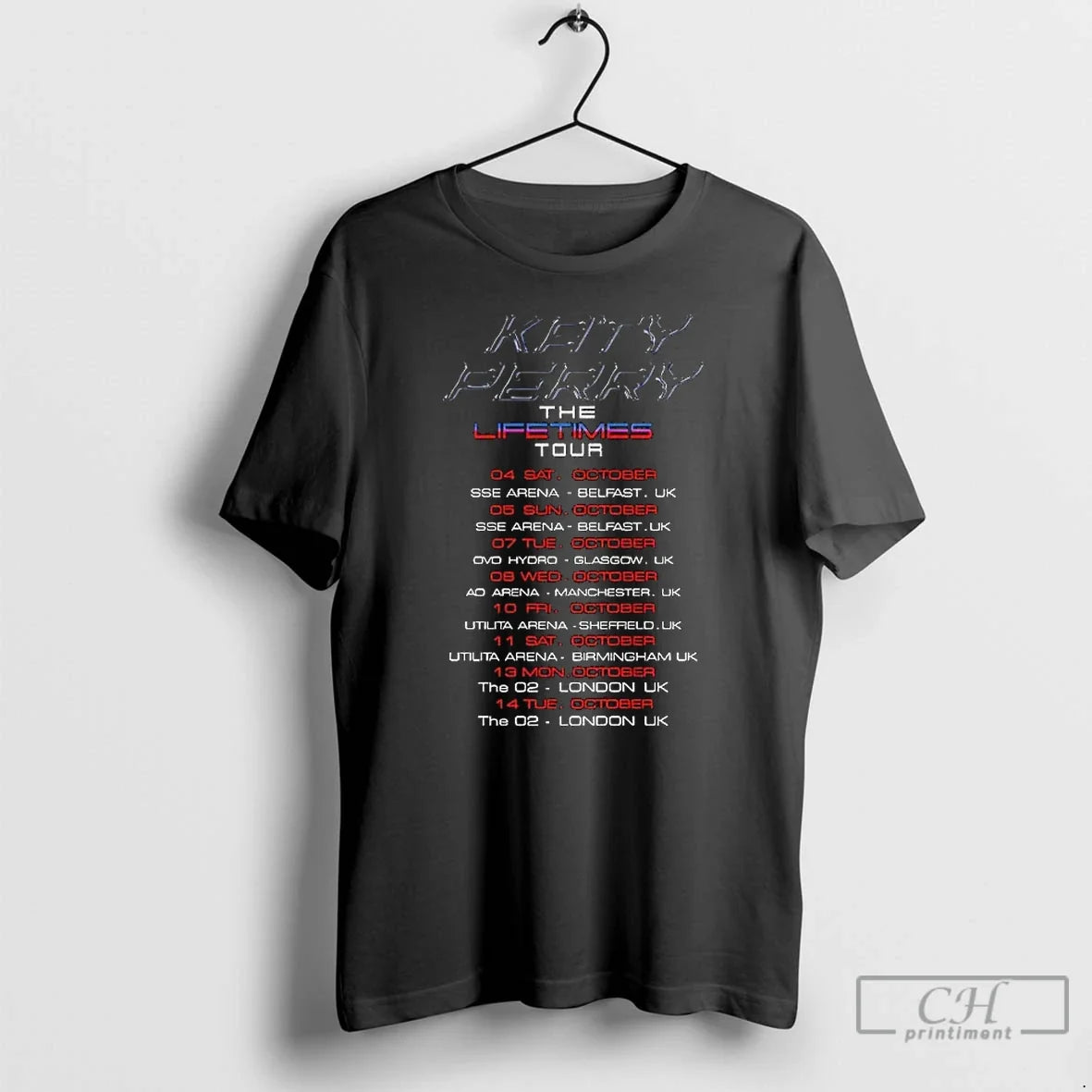 Premium Katy Perry The Lifetimes Tour 2025 Uk World - Adult & Kids T-Shirts, Sweatshirts & Hoodies apparel design preview 1