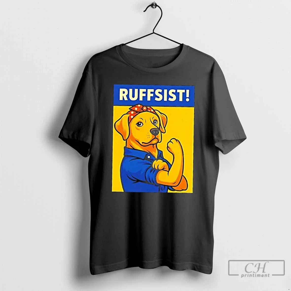 Premium Labrador Dog Ruffsist Rosie The Riverter - Adult & Kids T-Shirts, Sweatshirts & Hoodies apparel design preview 1