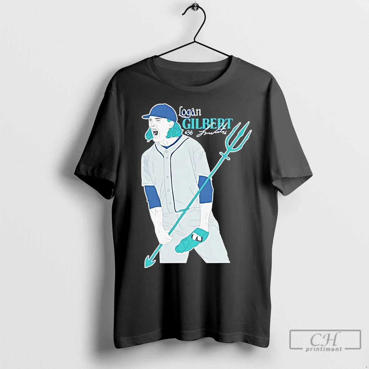 Premium Logan Gilbert Seattle Mariners Trident - Adult & Kids T-Shirts, Sweatshirts & Hoodies apparel design preview 1